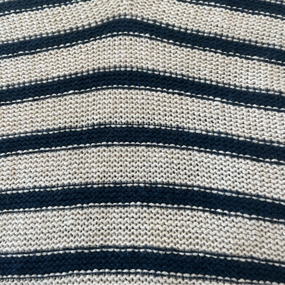 Vince Linen Striped Sweater Navy Cream V-Neck Lightweight, XS - Picture 5 of 6